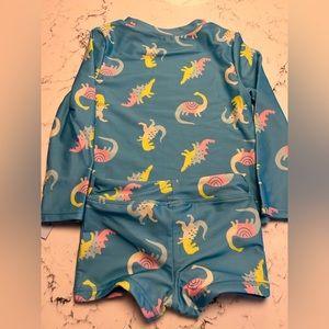 Cat & Jack girls size 4T 2pc rash guard swim set, Dino print